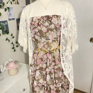 Chesley Floral Strapless Mini Homecoming Dress